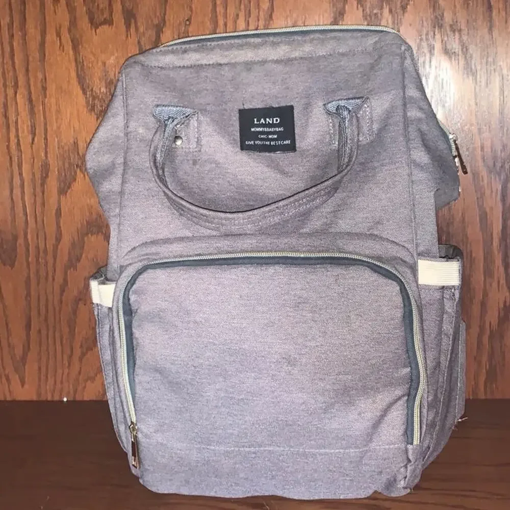 Diaper Bag Backpack Gray Multi-Pocket Baby Travel Backpack
